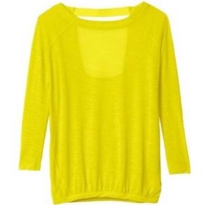 Athleta Large Yellow Clarity Open Back Yoga Top